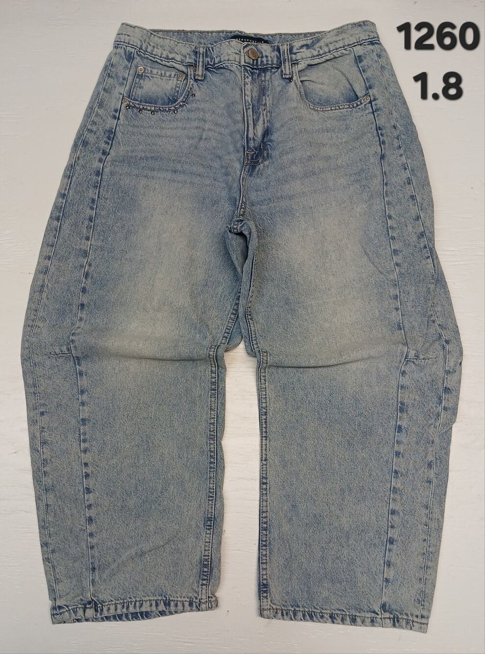 Aeropostale (12) Balloon Barrel Light Denim Blue Jeans